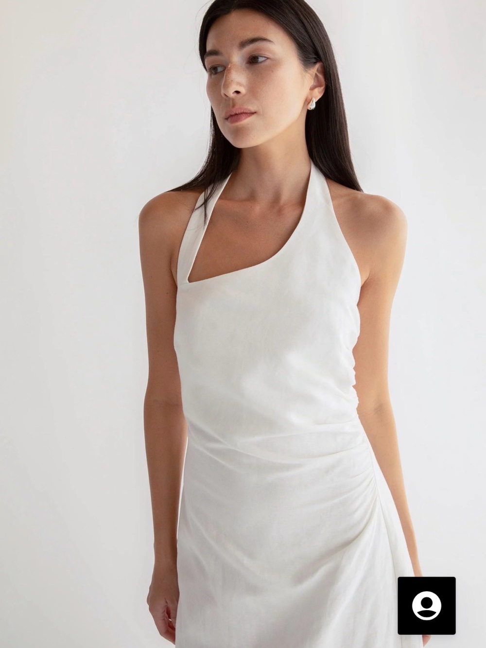 NWT | Oak + Fort LINEN BLEND ASYMMETRIC HALTER MAXI DRESS